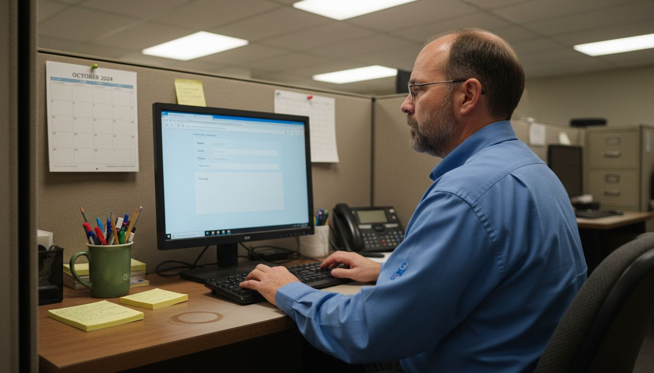 Manager entering info into contact form