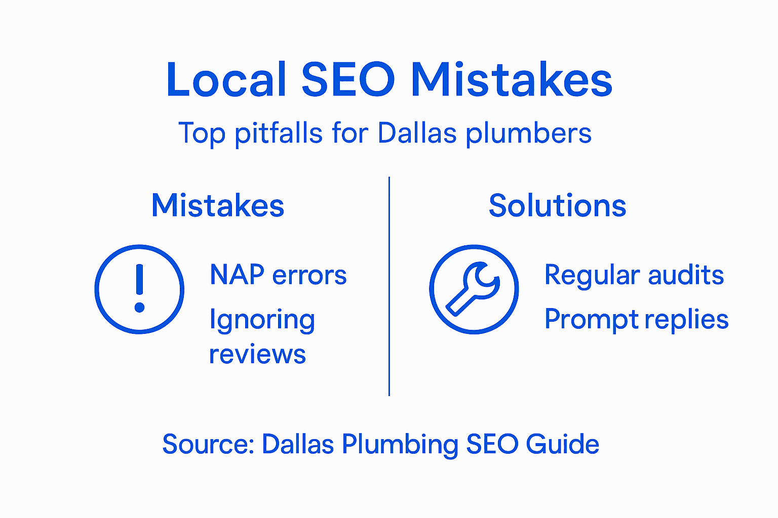 Infographic listing common Dallas plumber SEO mistakes