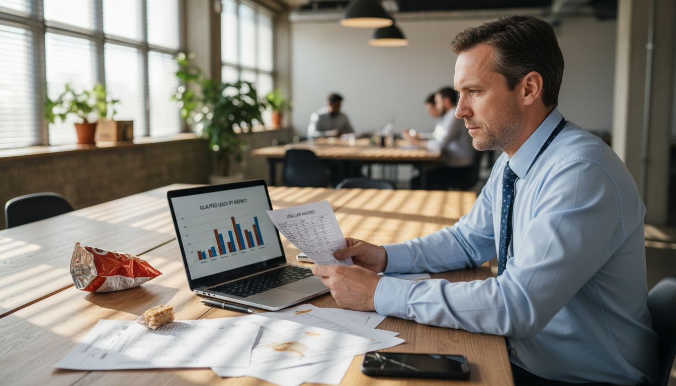 Manager examining PPC campaign performance charts