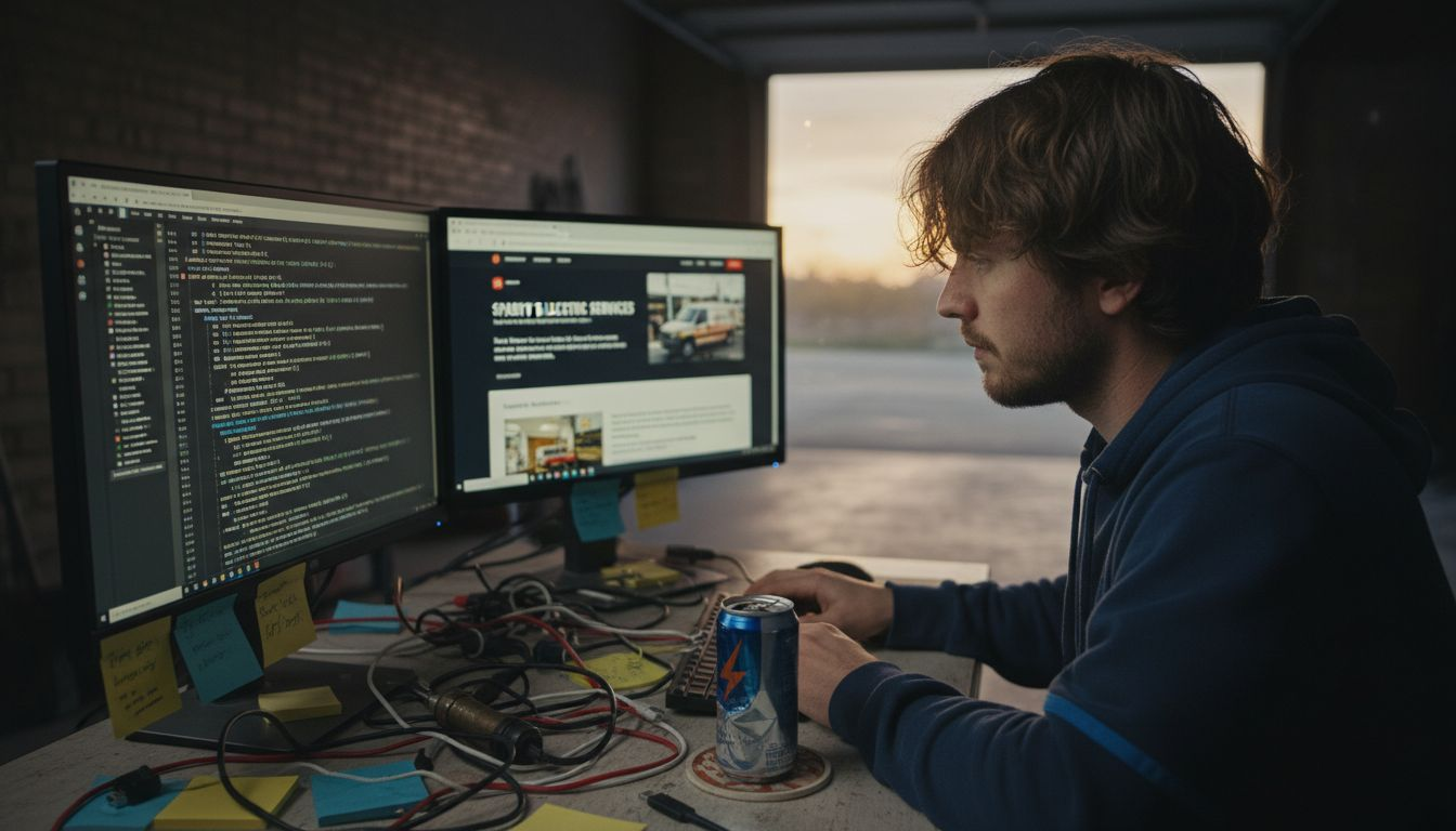 Web developer coding electrician SEO schema