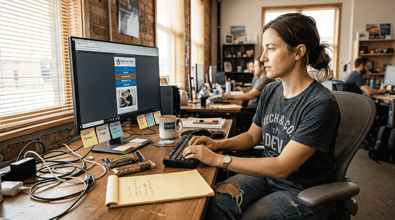 Web developer reviewing HVAC site SEO