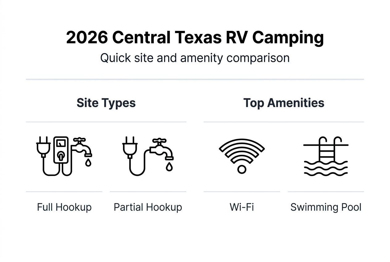 Infographic of RV site types and top amenities