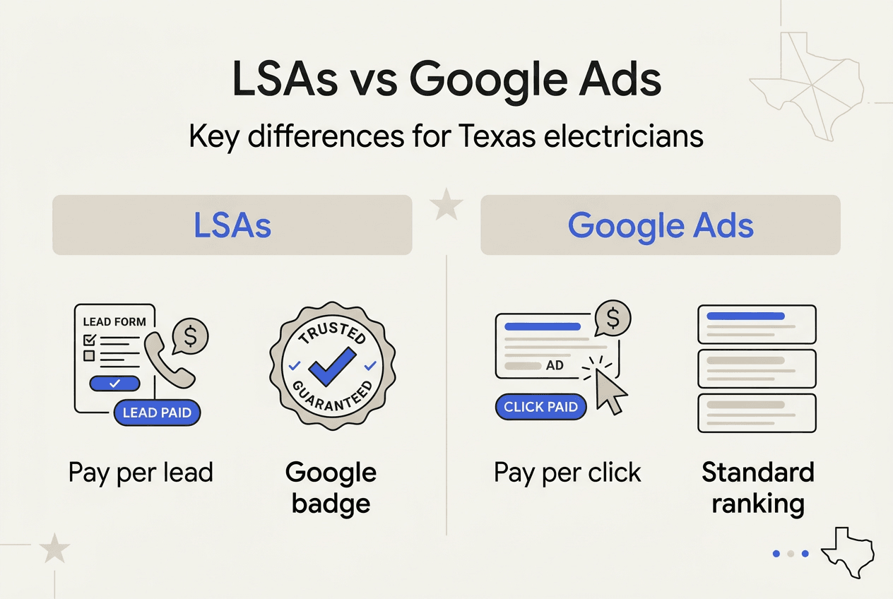 Infographic comparing LSAs and Google Ads