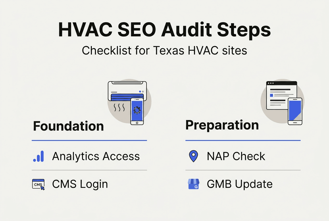 Infographic with HVAC SEO audit checklist