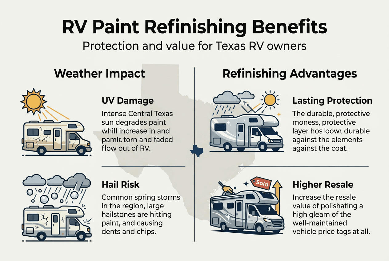 Infographic of RV refinishing advantages and risks