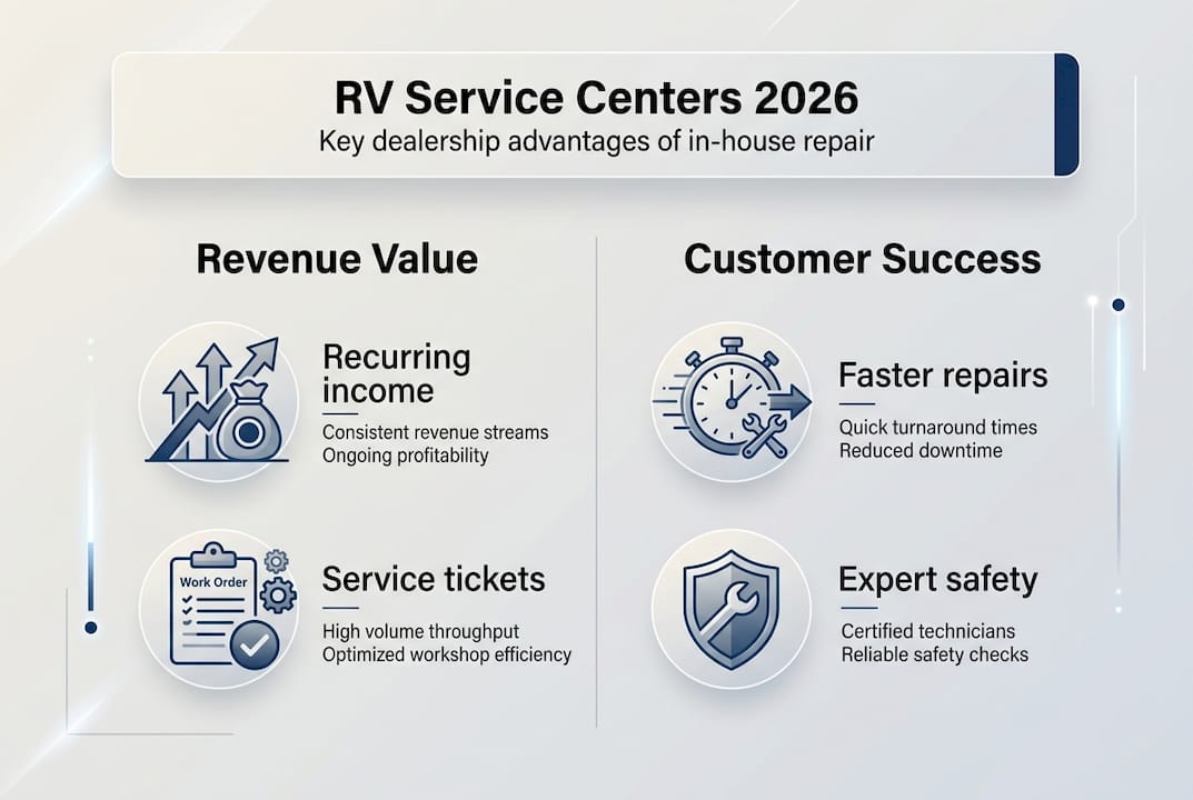 Infographic showing RV service center benefits