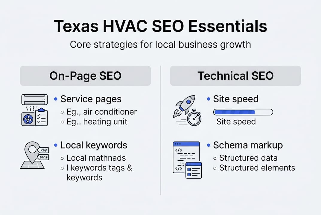 Infographic of HVAC SEO strategies for Texas