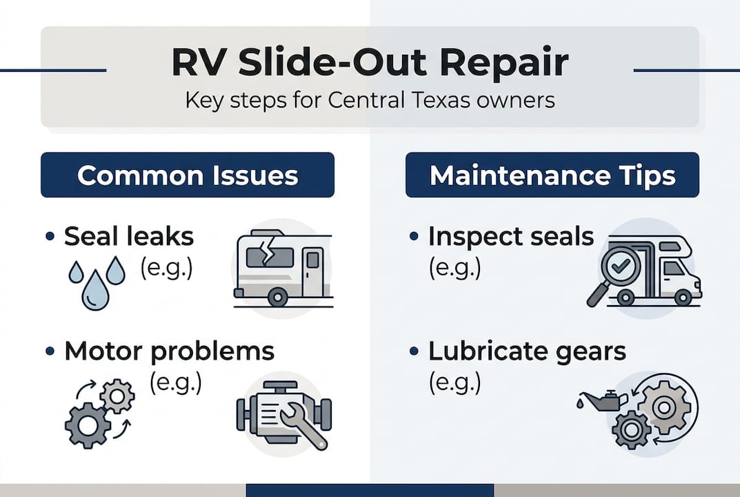 Infographic on RV slide-out repair steps