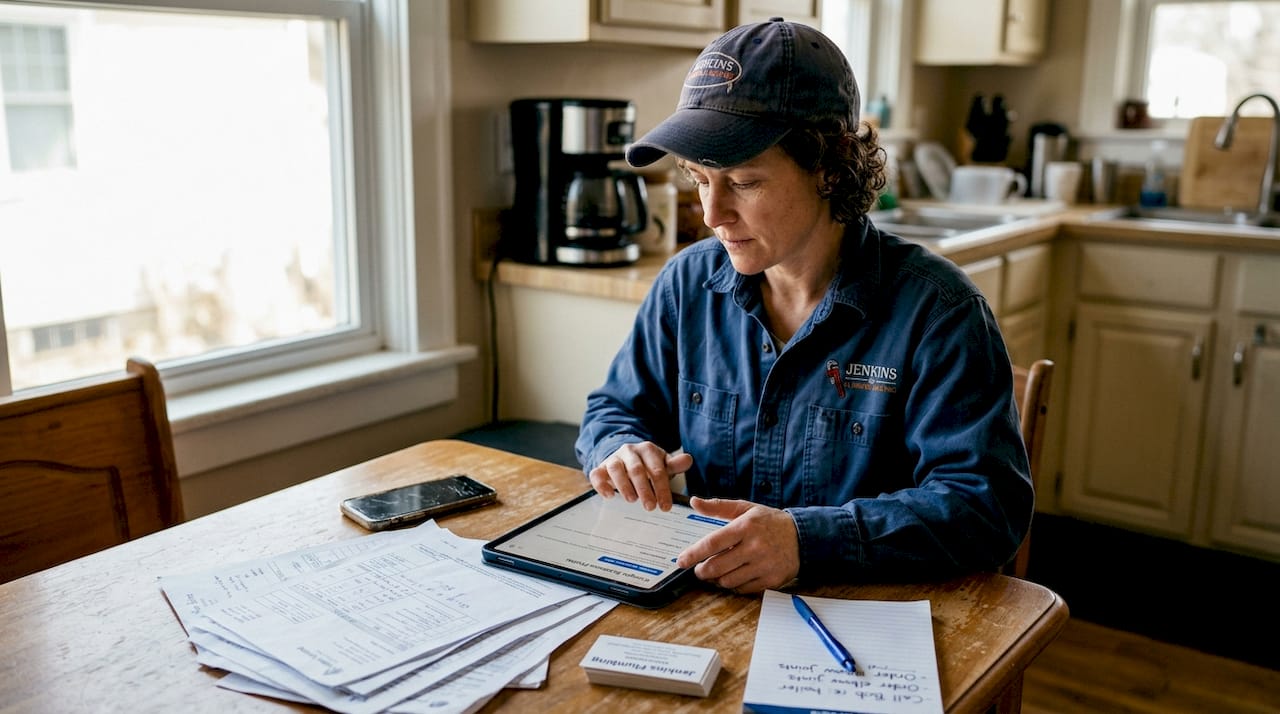 Plumber updating business profile home setting
