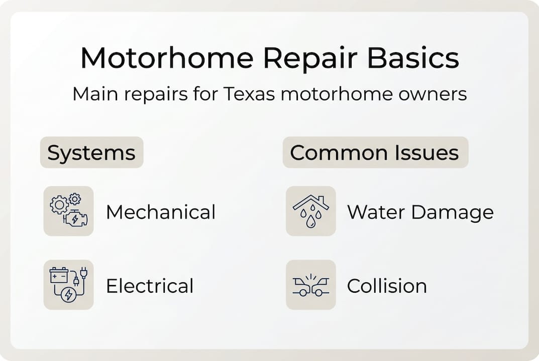 Infographic of main motorhome repair areas