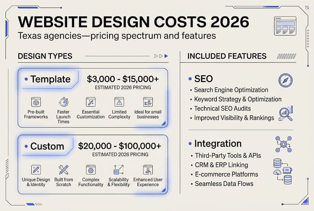 Infographic showing agency website pricing factors