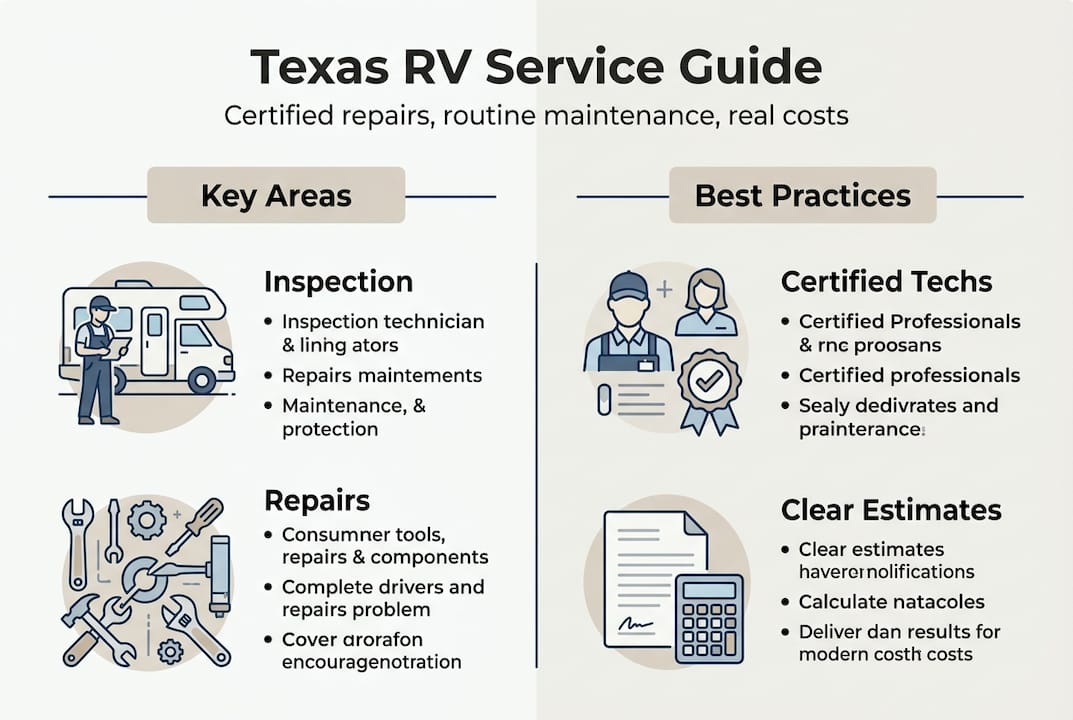 Infographic showing Texas RV service essentials