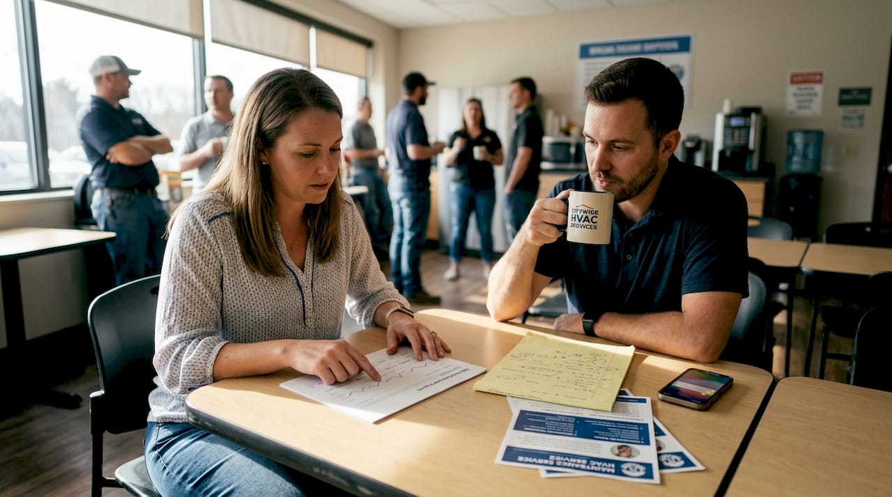 Local business SEO review meeting scene