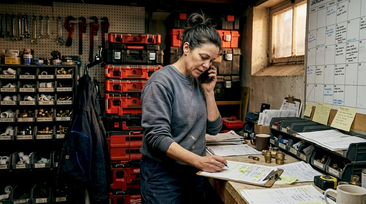 Plumber booking a job via customer call