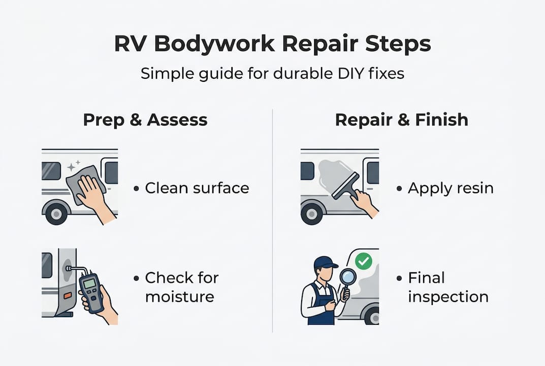 Infographic of RV bodywork repair step sequence
