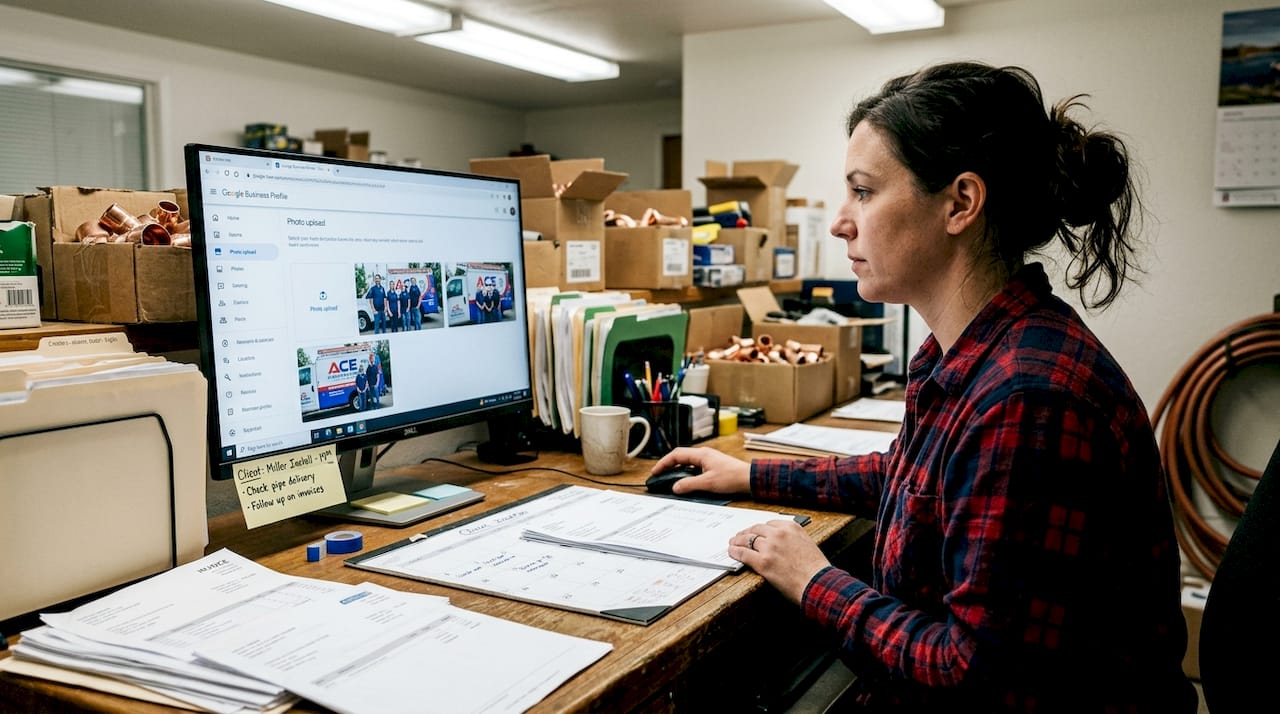 Manager uploading photos to Google Profile