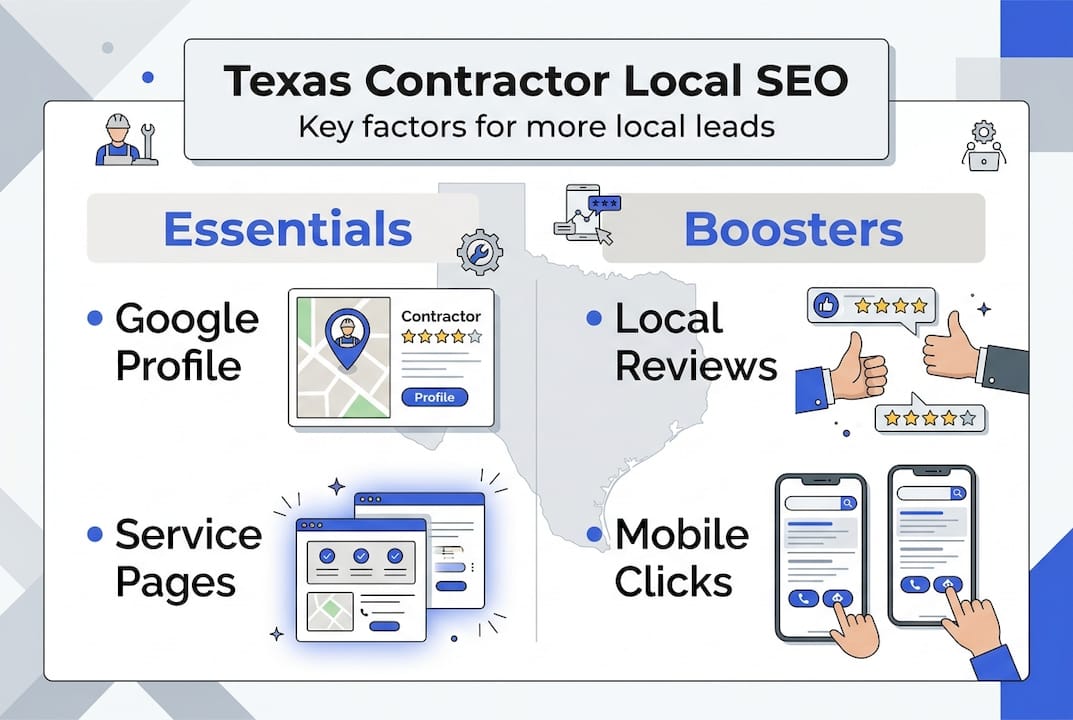 Infographic local SEO keys for Texas contractors
