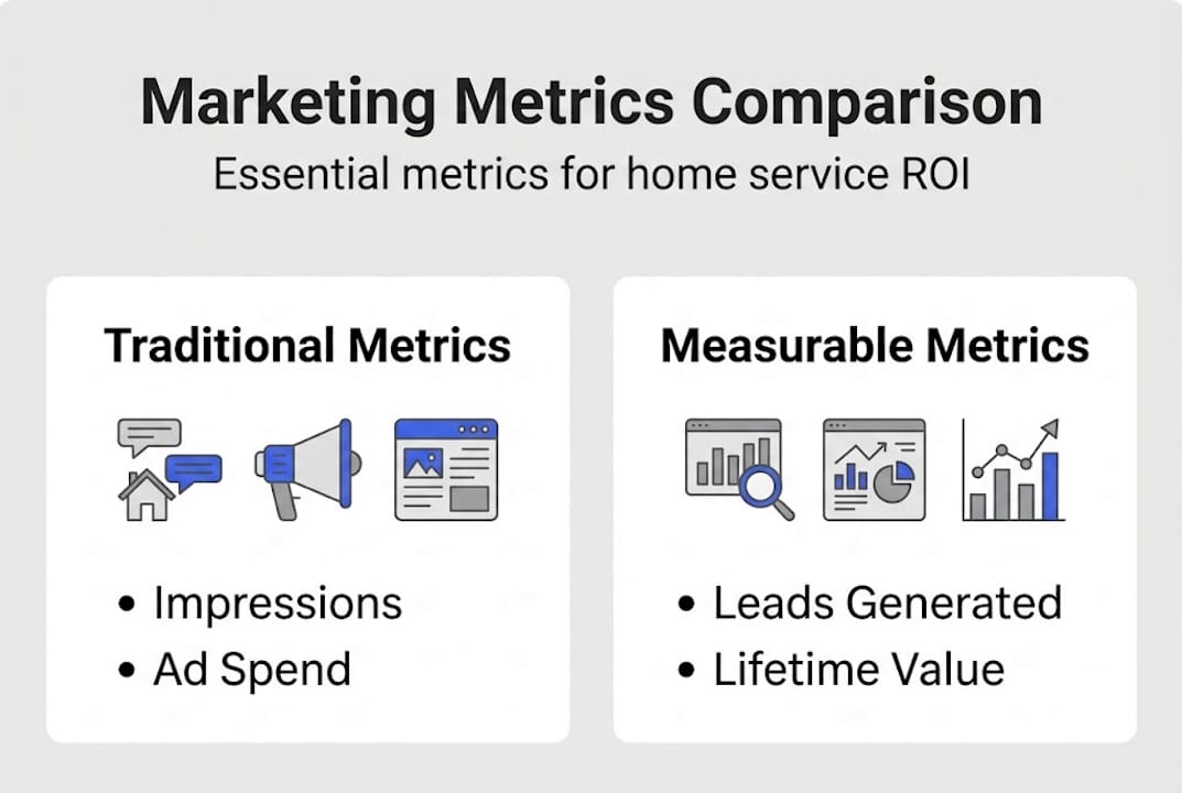 Infographic showing marketing metrics comparison