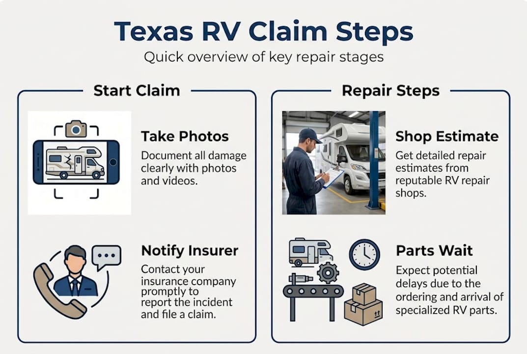 Infographic on RV claim and repair steps
