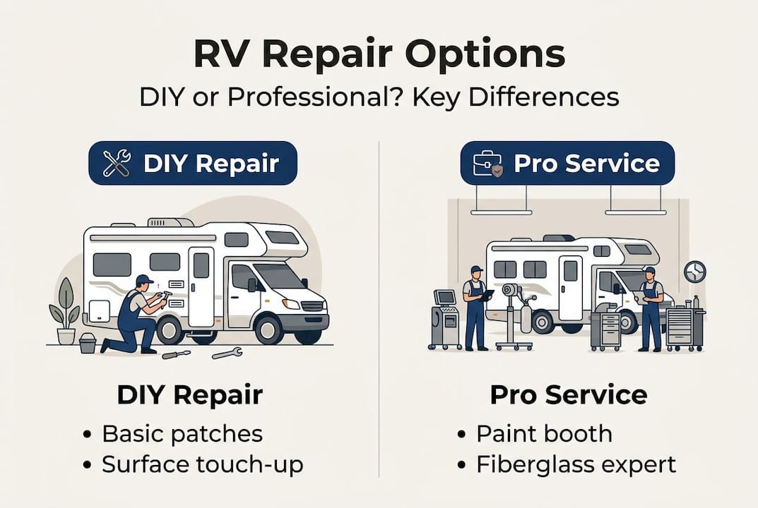 Infographic comparing DIY and pro RV repair