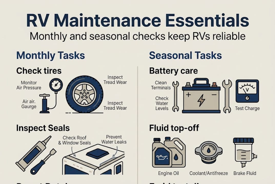 Infographic of RV monthly and seasonal maintenance