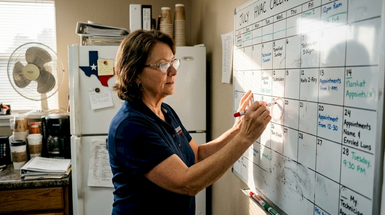 Dispatcher marking peak HVAC season on Texas calendar