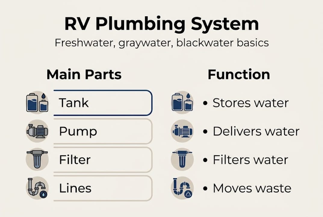 Infographic of RV plumbing system basics