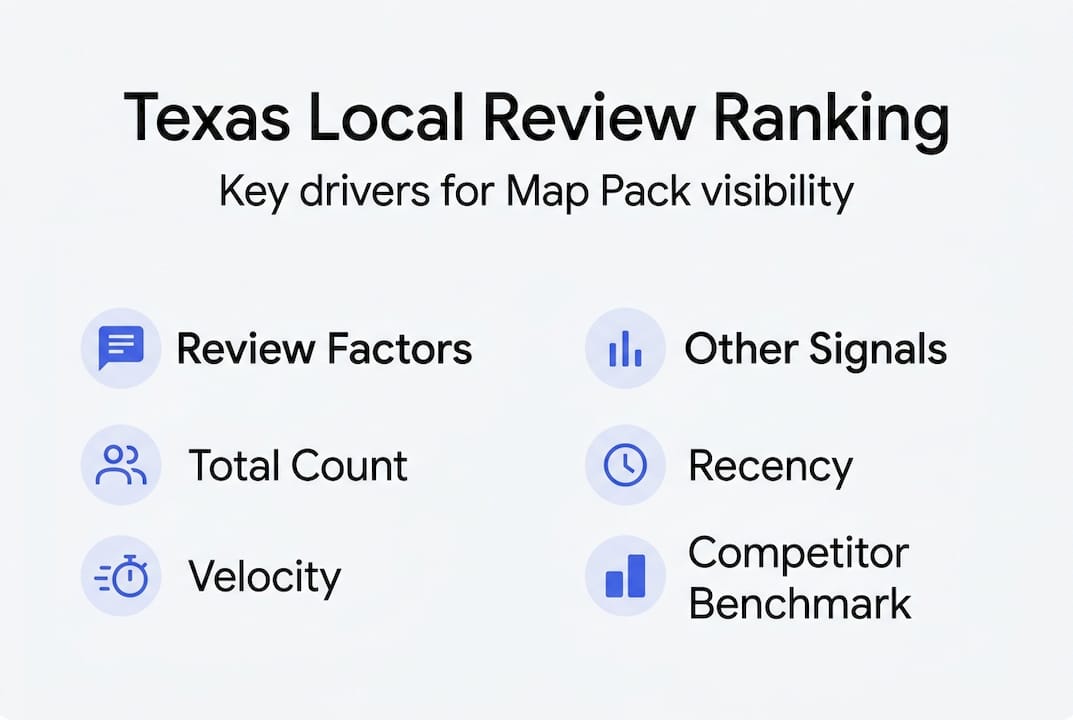 Infographic with Texas review ranking factors