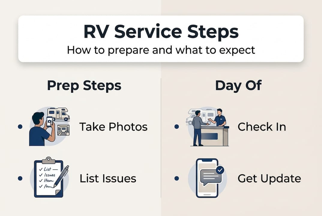 Infographic summarizing RV service steps