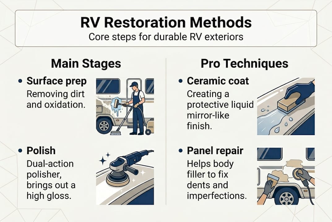 Infographic of RV restoration steps and techniques