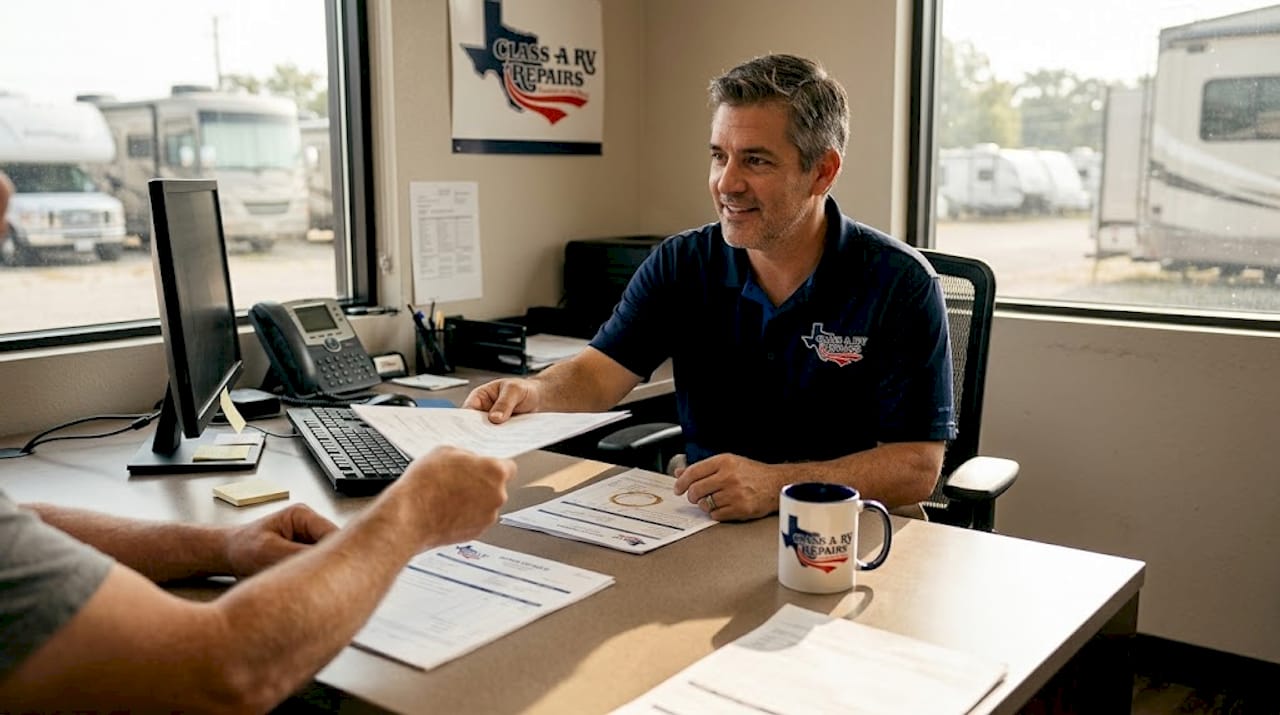 Dealership advisor explains RV warranty paperwork