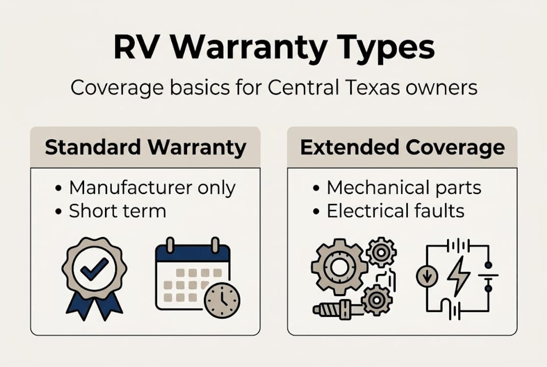 Infographic comparing RV warranty coverage types