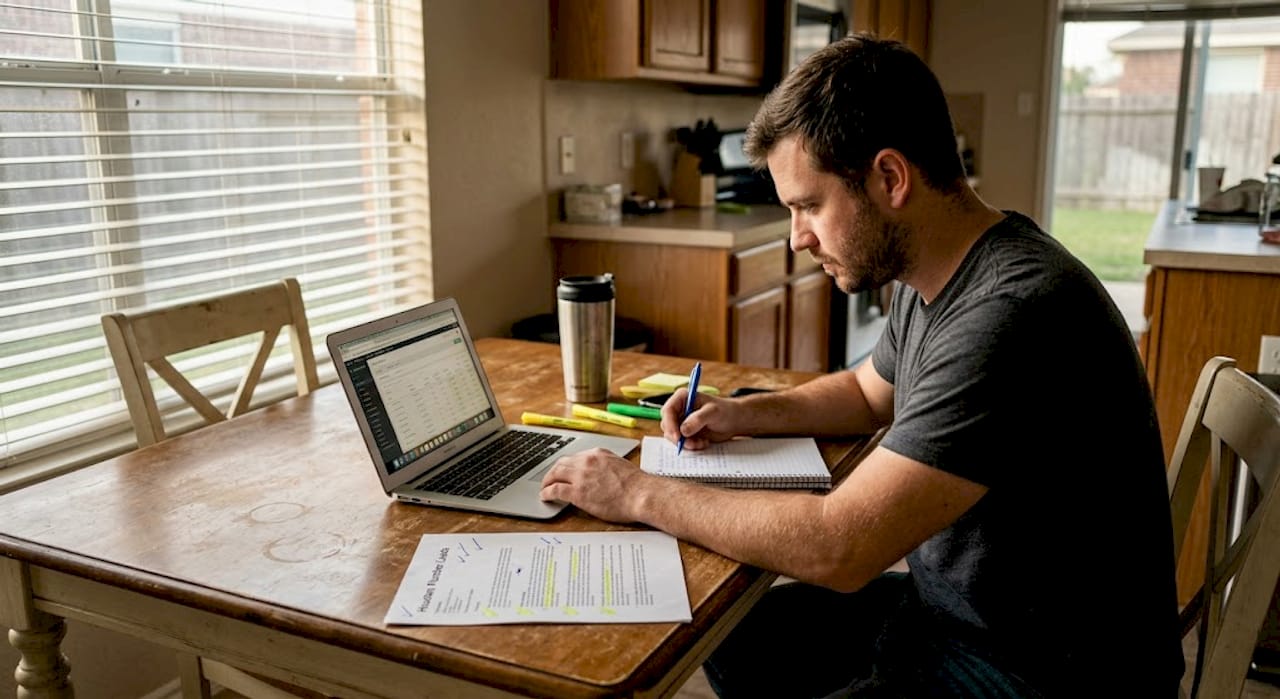 Plumber analyzes lead source data at home