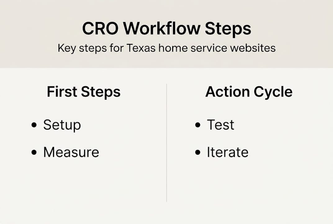Infographic showing CRO workflow steps for Texas