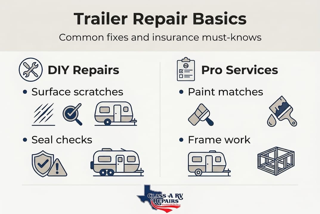 Infographic showing trailer repair and insurance tips