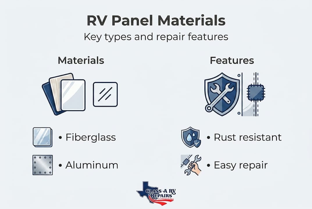 Infographic showing RV panel materials overview