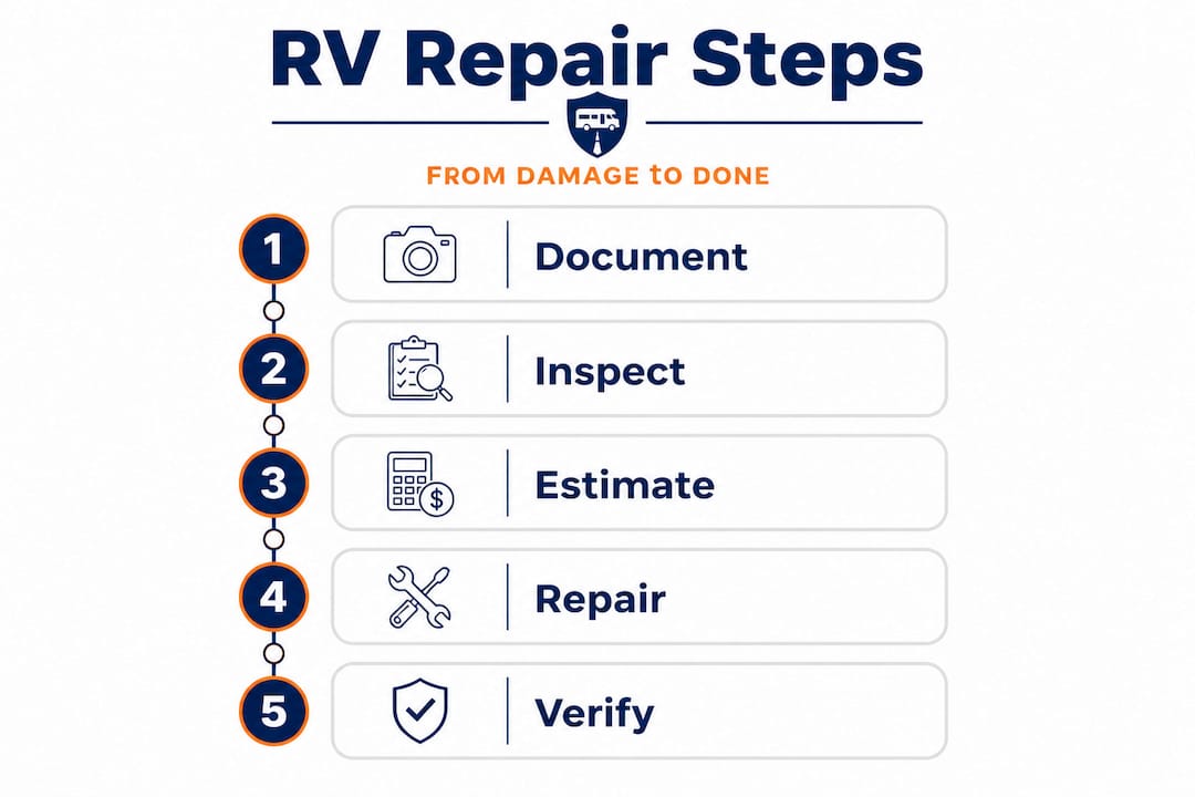 Infographic chart showing RV repair steps