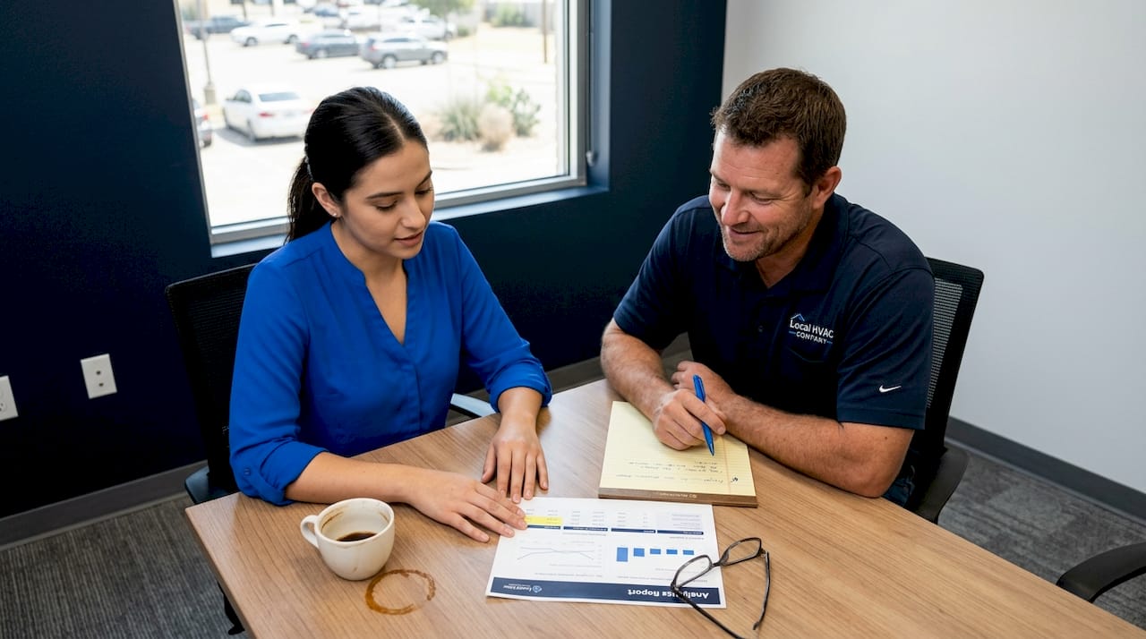 Contractor and SEO consultant review analytics together