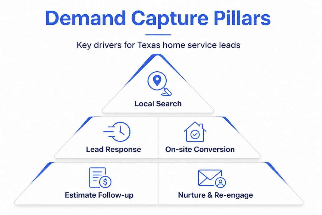Hierarchy infographic showing pillars of demand capture