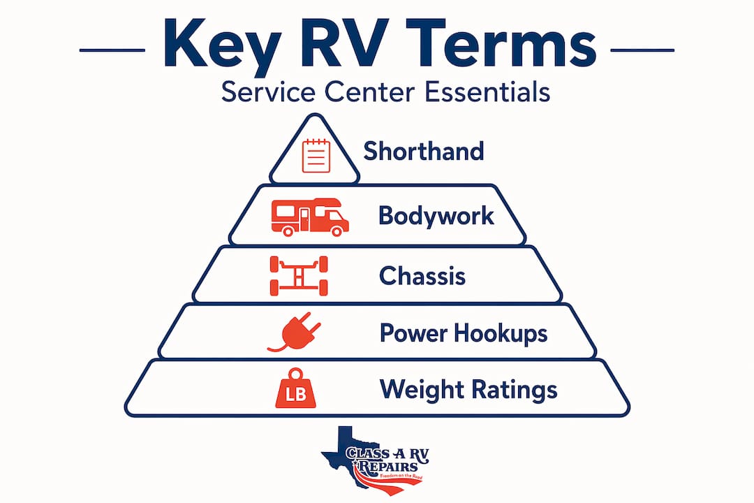 Hierarchy infographic of RV service terms