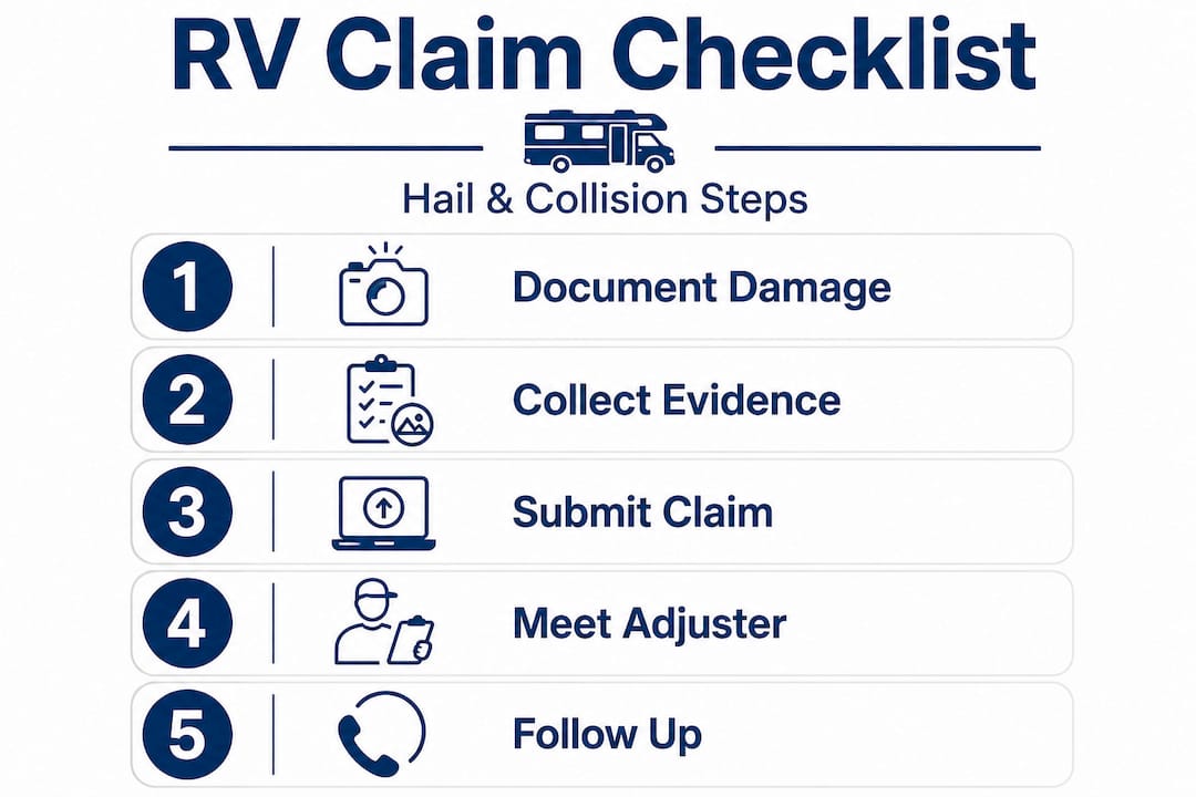 Infographic showing RV insurance claim process steps