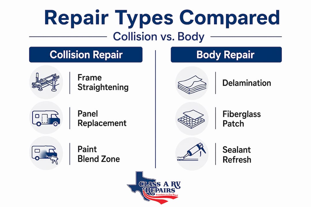 Infographic comparing collision and body repair types