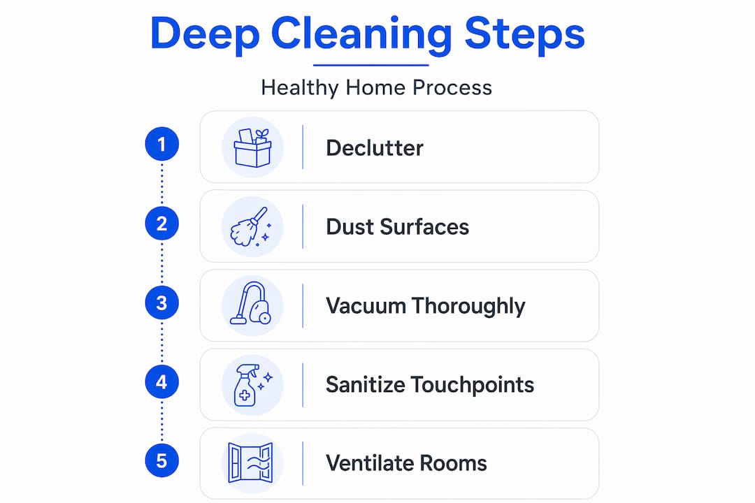 Infographic showing deep cleaning step-by-step