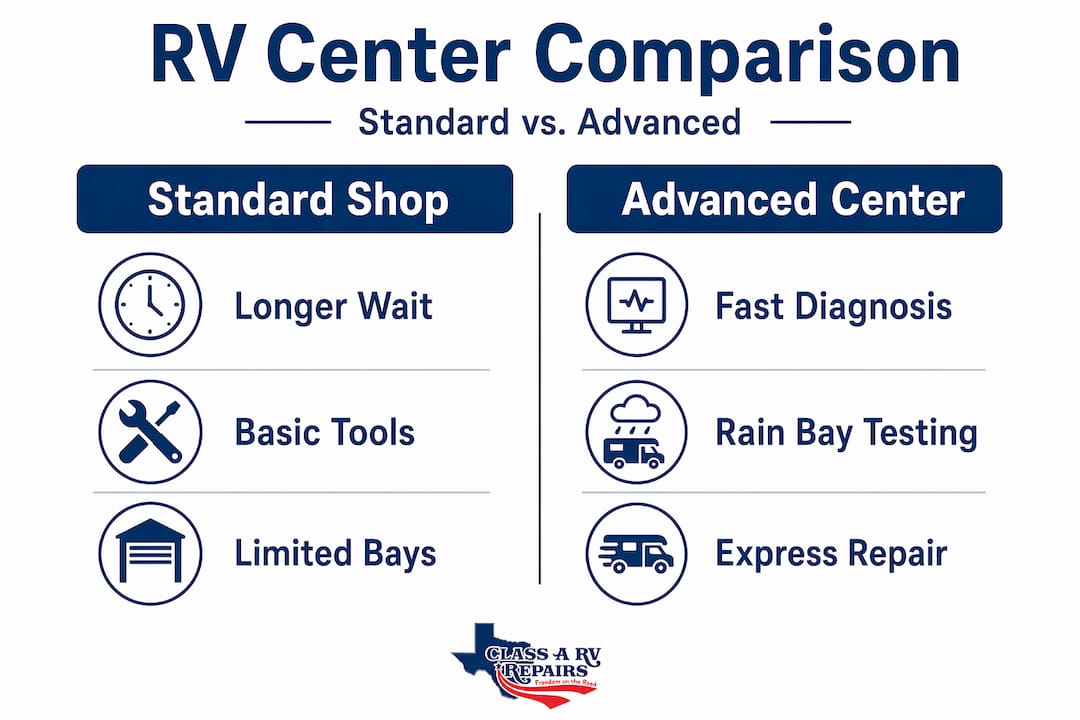 Infographic comparing standard and advanced RV centers