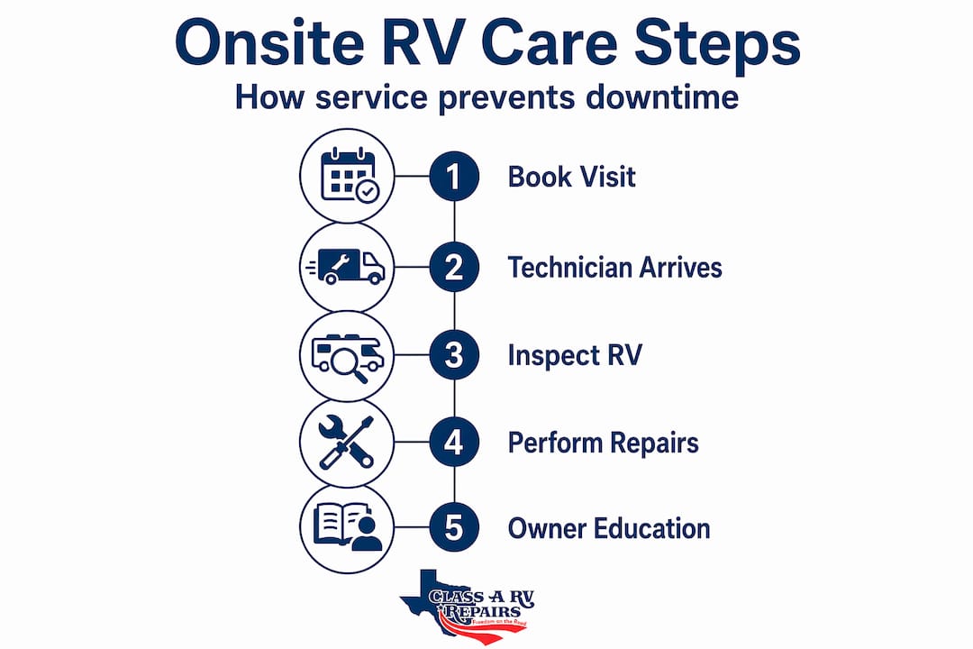 Infographic showing onsite RV care process steps