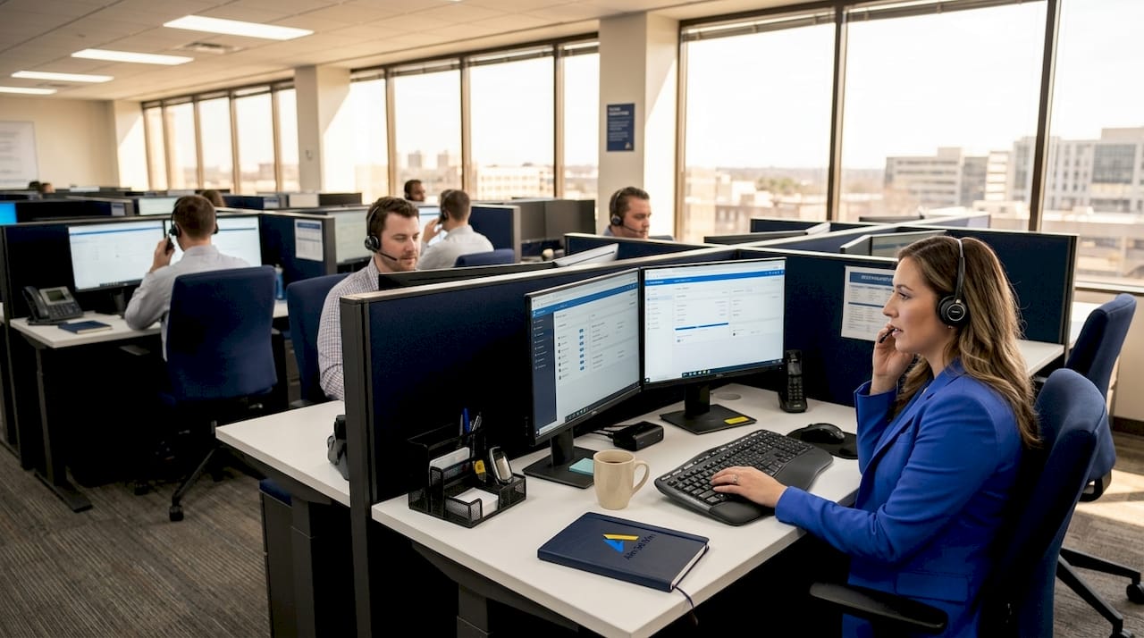 Home service call center staff answering calls
