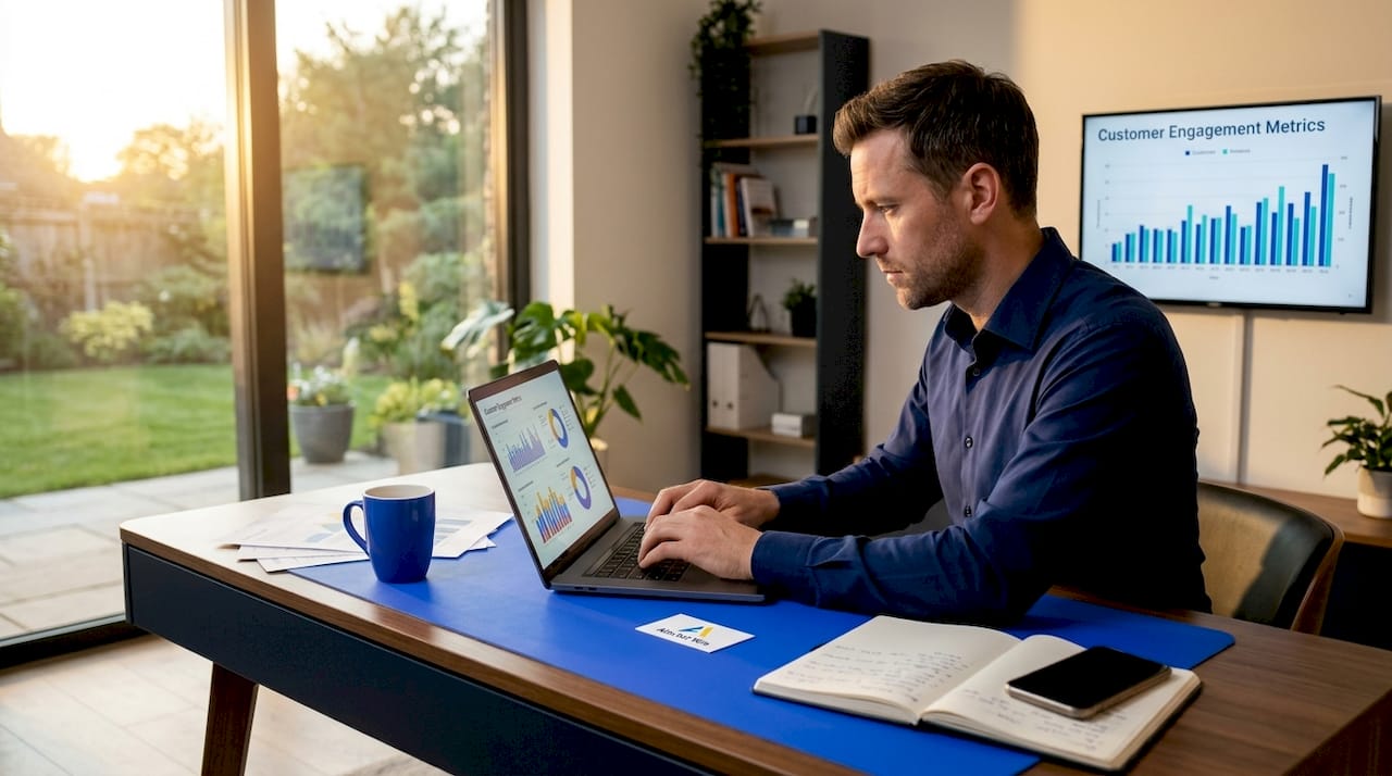 Marketing professional analyzing customer data