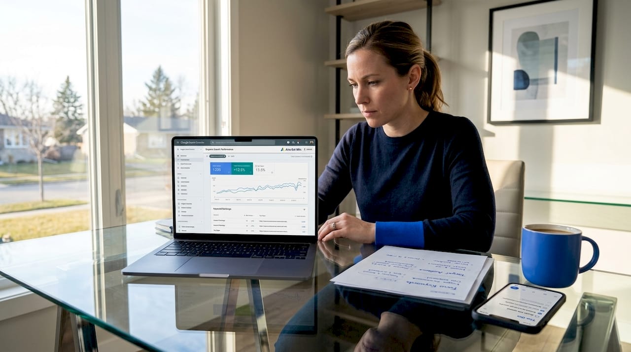 Business analyst reviewing organic growth data