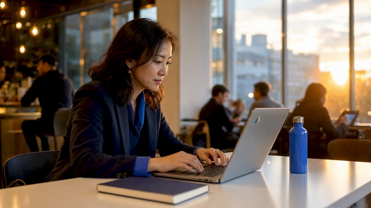 Woman reviewing website analytics on laptop