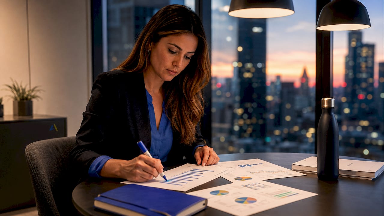 Marketing analyst reviewing conversion data reports